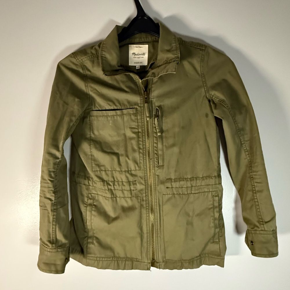 Madewell Army Olive Green Military Coat Jacket Anorak Drawstring Waist Women  S